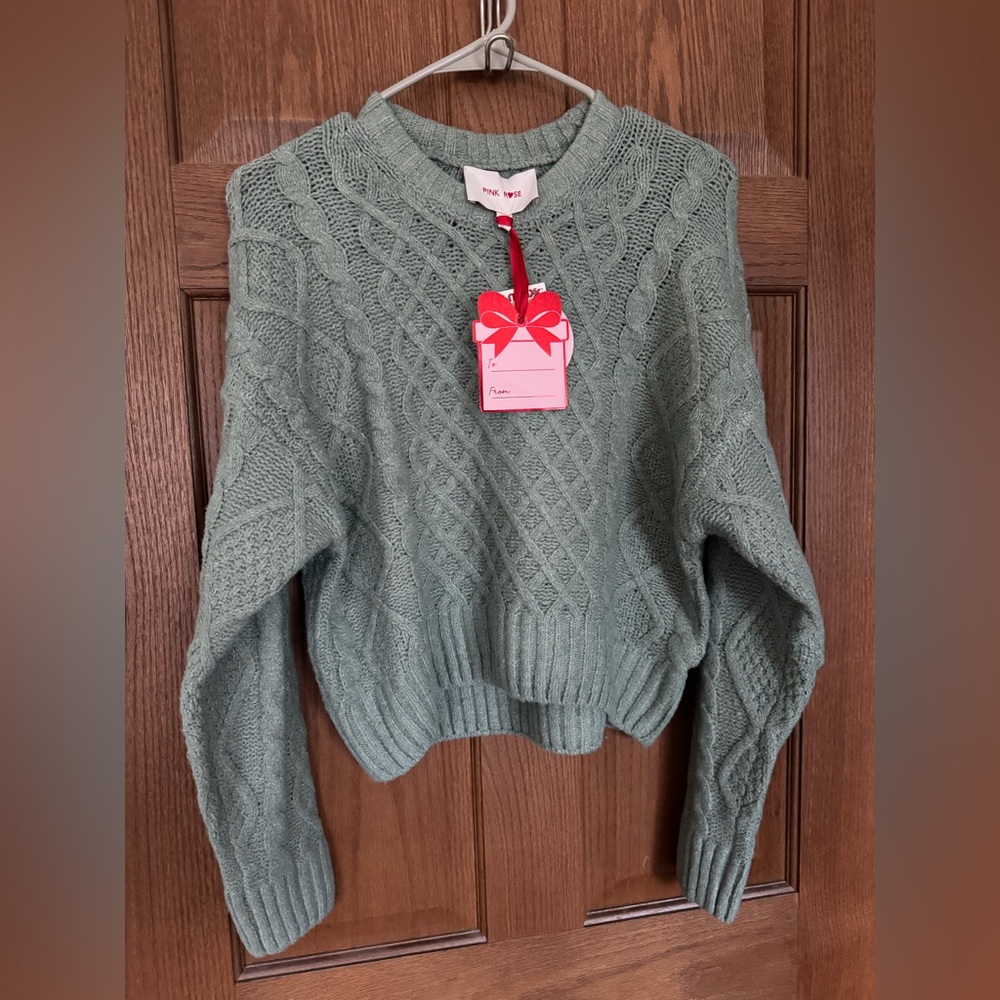 Pink Rose Women's Sage Cable Knit Sweater
